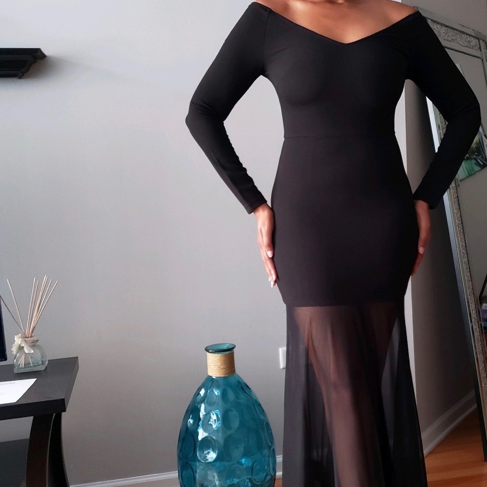 Black with sheer mesh gown